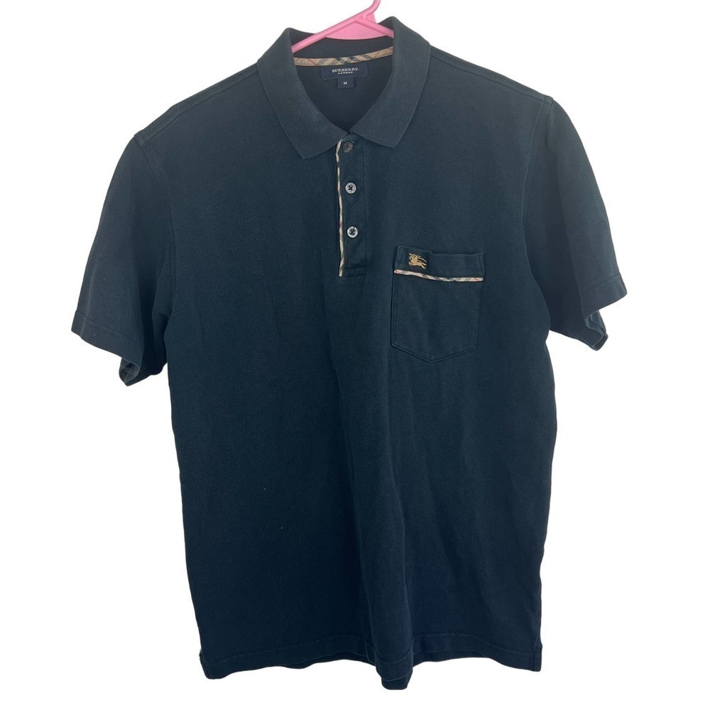 Burberry Black Novacheck Polo Shirt Mens Size M